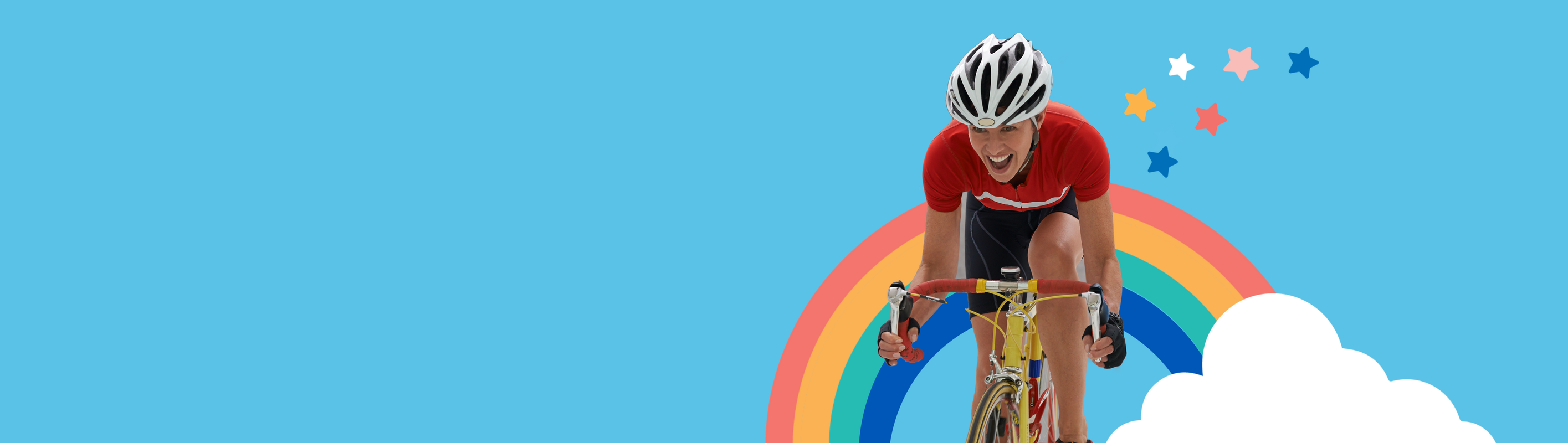 Header of person riding bike, to fundraise for Kids Charity Make-A-Wish