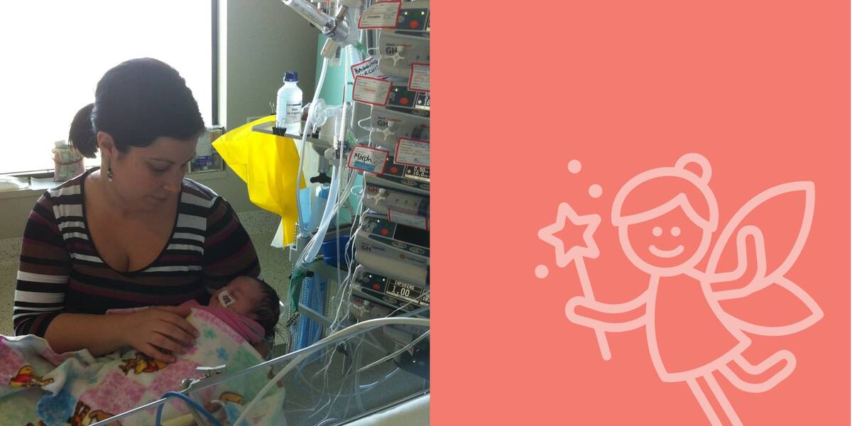 Make-A-Wish Australia wish kid Hannah being held by her mum in hospital