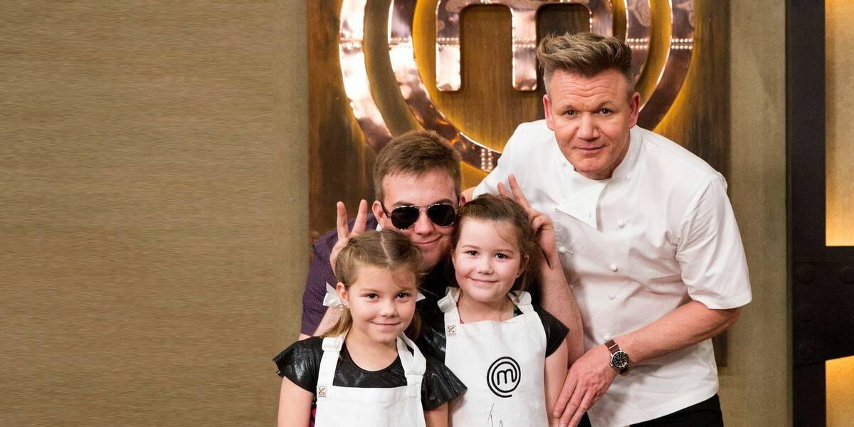 Make A Wish Australia Children's Charity - Julian on his wish with Gordon Ramsay and his sisters on the Masterchef set