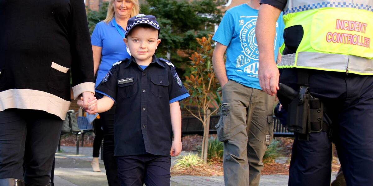Make-A-Wish Australia wish kid Benjamin at his police wish