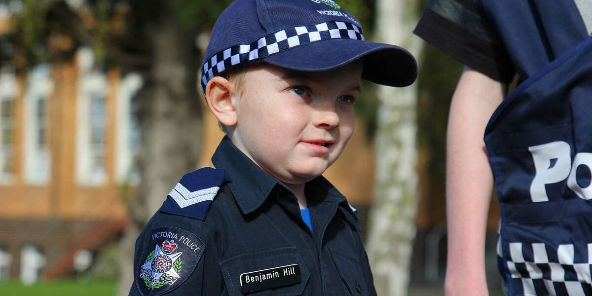 Make-A-Wish Australia wish kid Benjamin in his police uniform