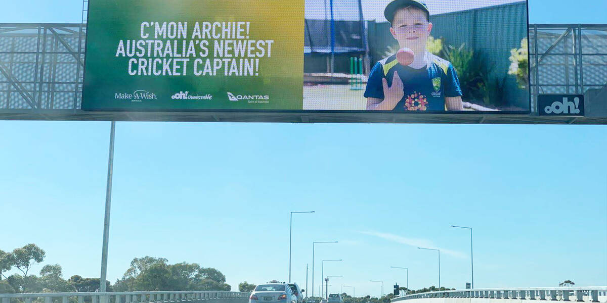 Make A Wish Australia Children's Charity - Archie's wish on an Ooh! Media billboard