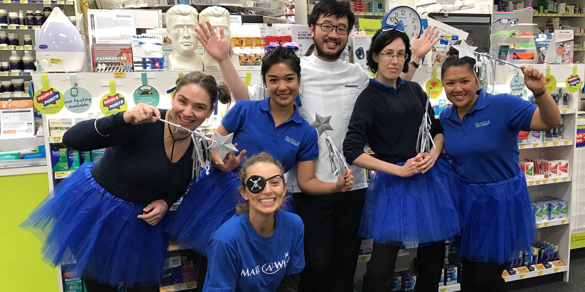 Make A Wish Australia Children's Charity - Blooms The Chemist fundraising and wearing dress-ups