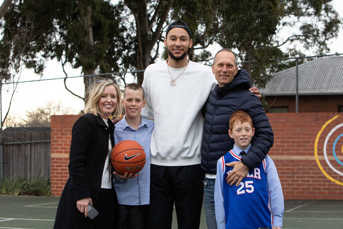 Make-A-Wish Australia wish kid Charlie with NBA basketball star Ben Simmons and family