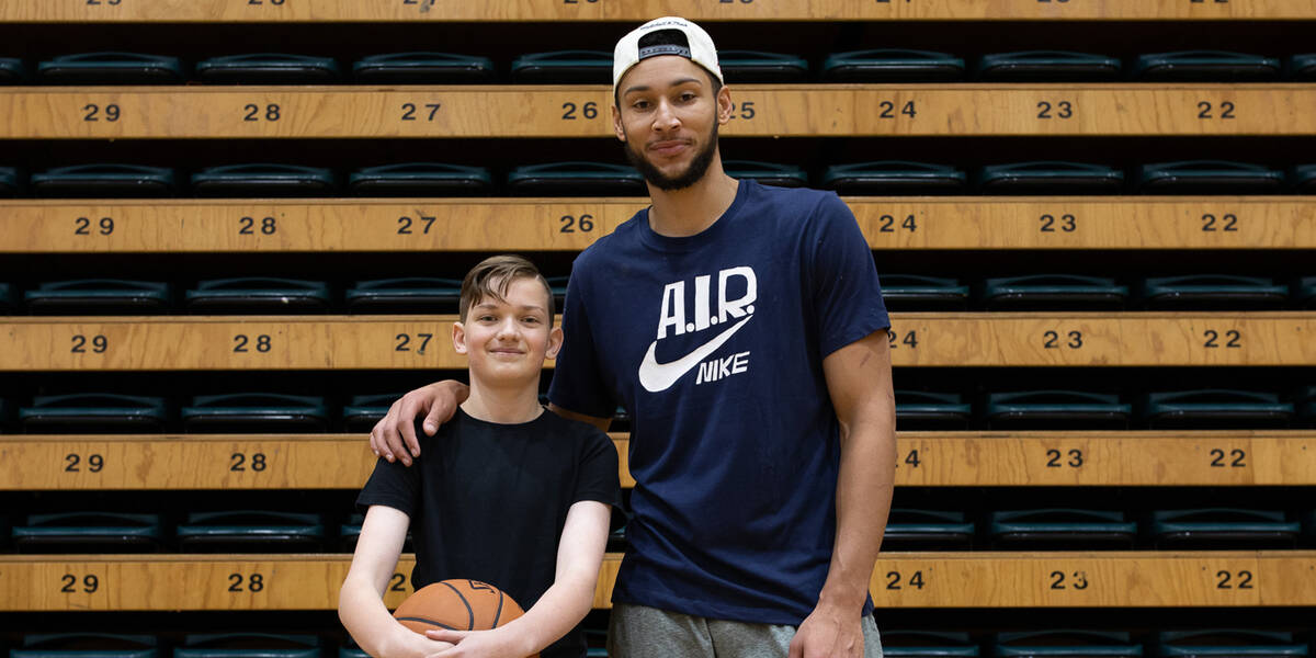Make-A-Wish Australia wish kid Claude with NBA star Ben Simmons