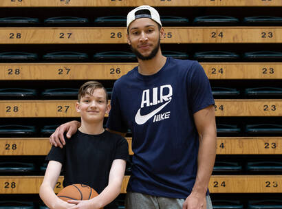 Make-A-Wish Australia wish kid Claude with NBA star Ben Simmons