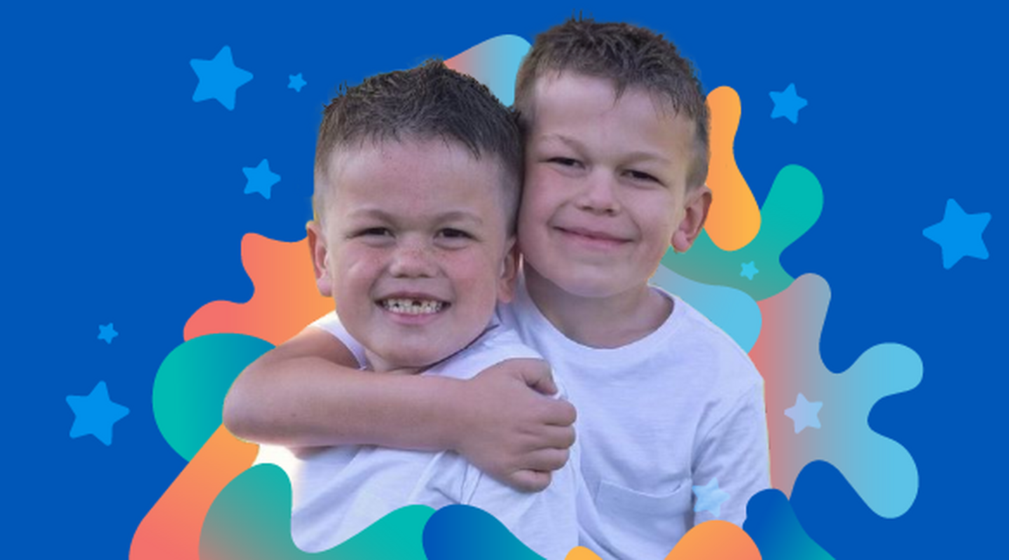 Children's charity appeal, image of two boys Brax and Dre